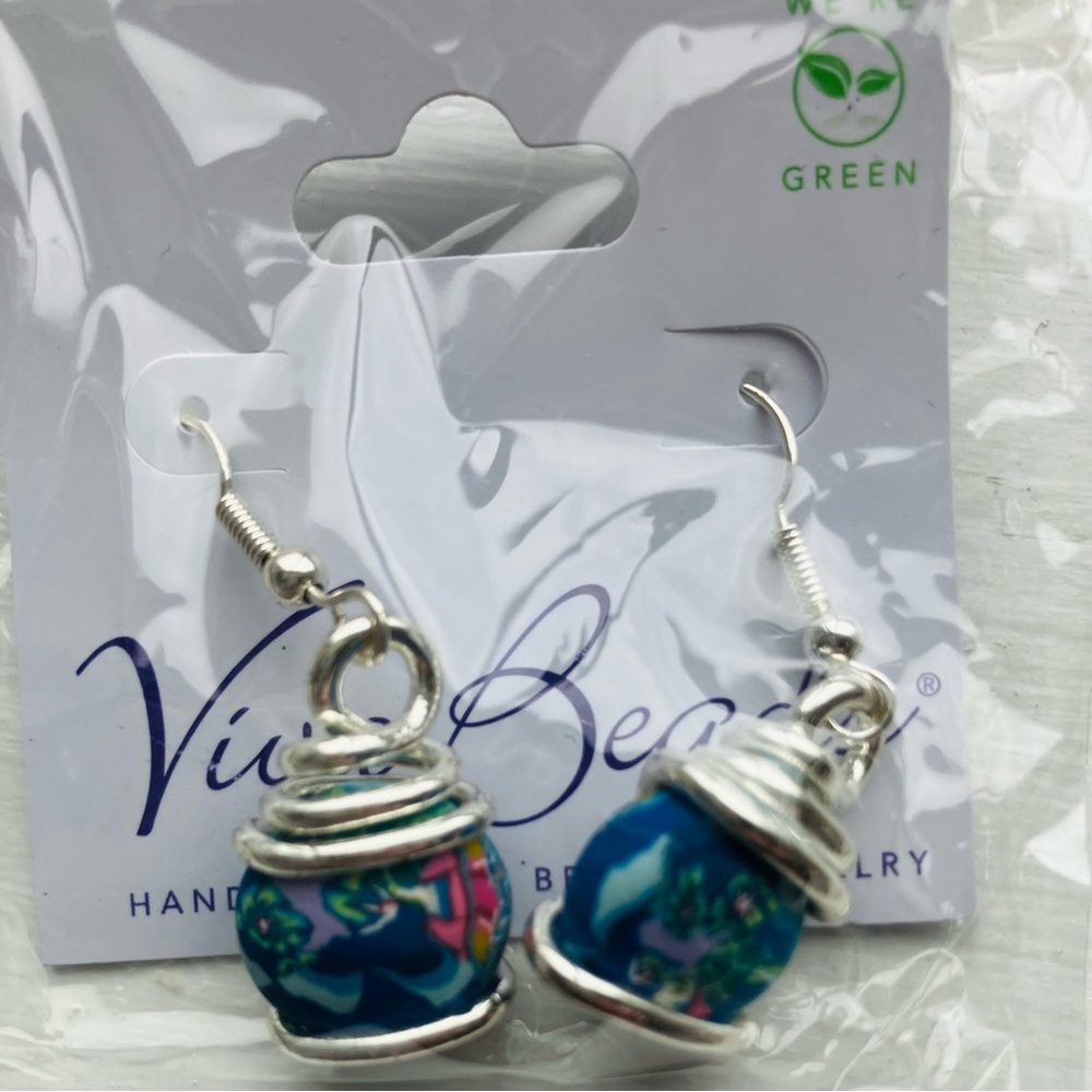 Viva Beads Silver Flower Bead Drop Dangle Earrings